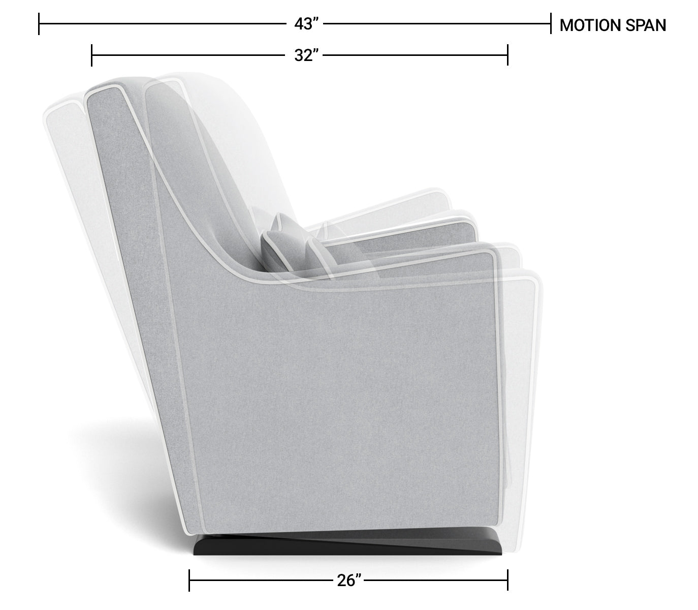 Modern Nursery Glider Chair - Luca Glider Chair Dimensions Side View