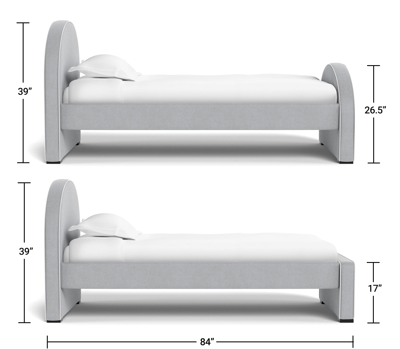 Luna Twin Bed Dimensions side view