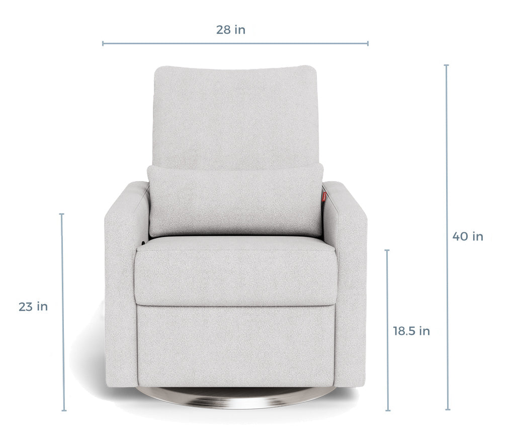 Modern Nursery Glider Chair - Matera Glider Recliner Dimensions Front View