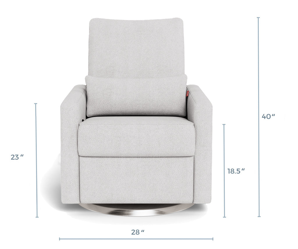Modern Nursery Glider Chair - Matera Glider Recliner Dimensions Front View