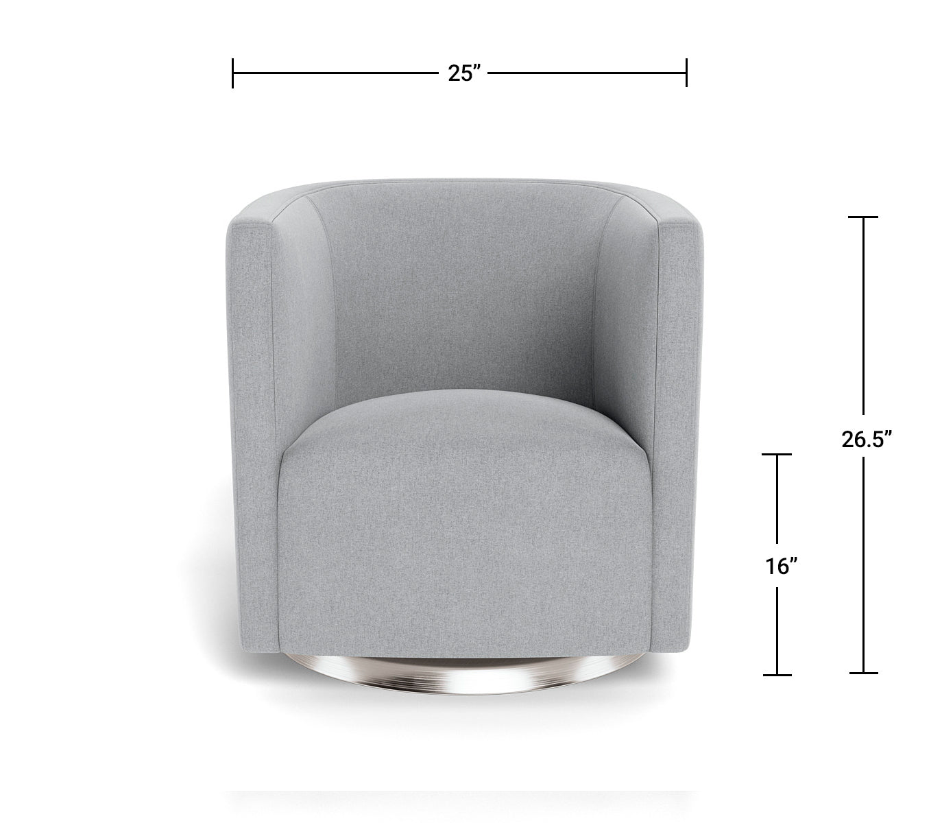 Modern Mitchell Swivel Chair Dimensions Front View