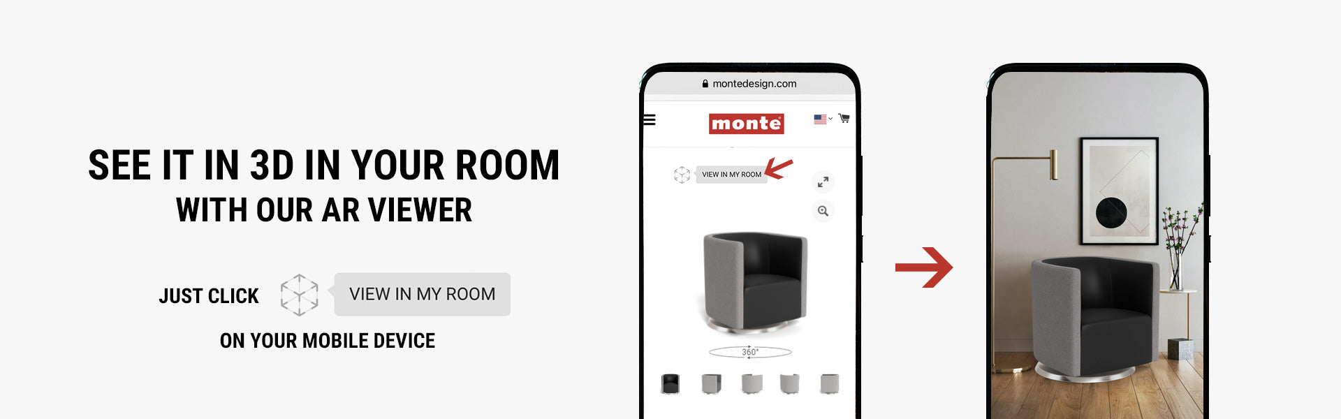 Monte AR - Experience Monte Mitchell Swivel 2 Tone in your space with to-scale renders.