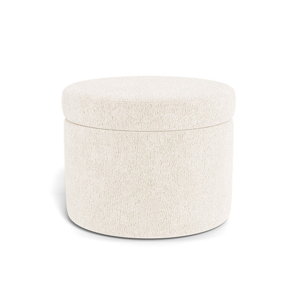 Round Storage Ottoman in Faux Sheepskin