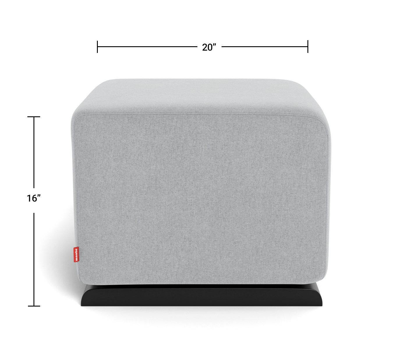 Modern Nursery Ottoman - Vera Ottoman Dimensions Side View