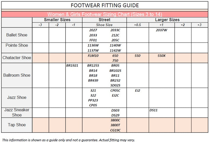 capezio pointe shoe sizing