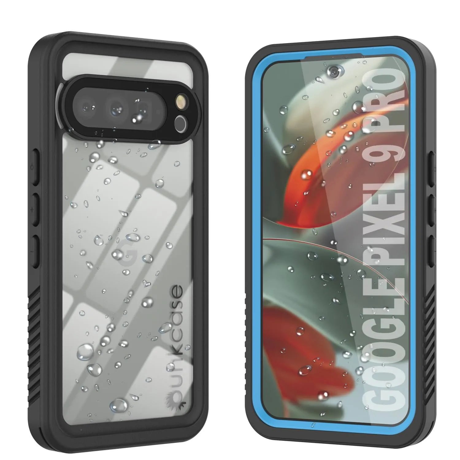 Google Pixel 9 Pro Waterproof Case, Punkcase [Extreme Series] Armor Cover W/ Built In Screen Protector [Light Blue]