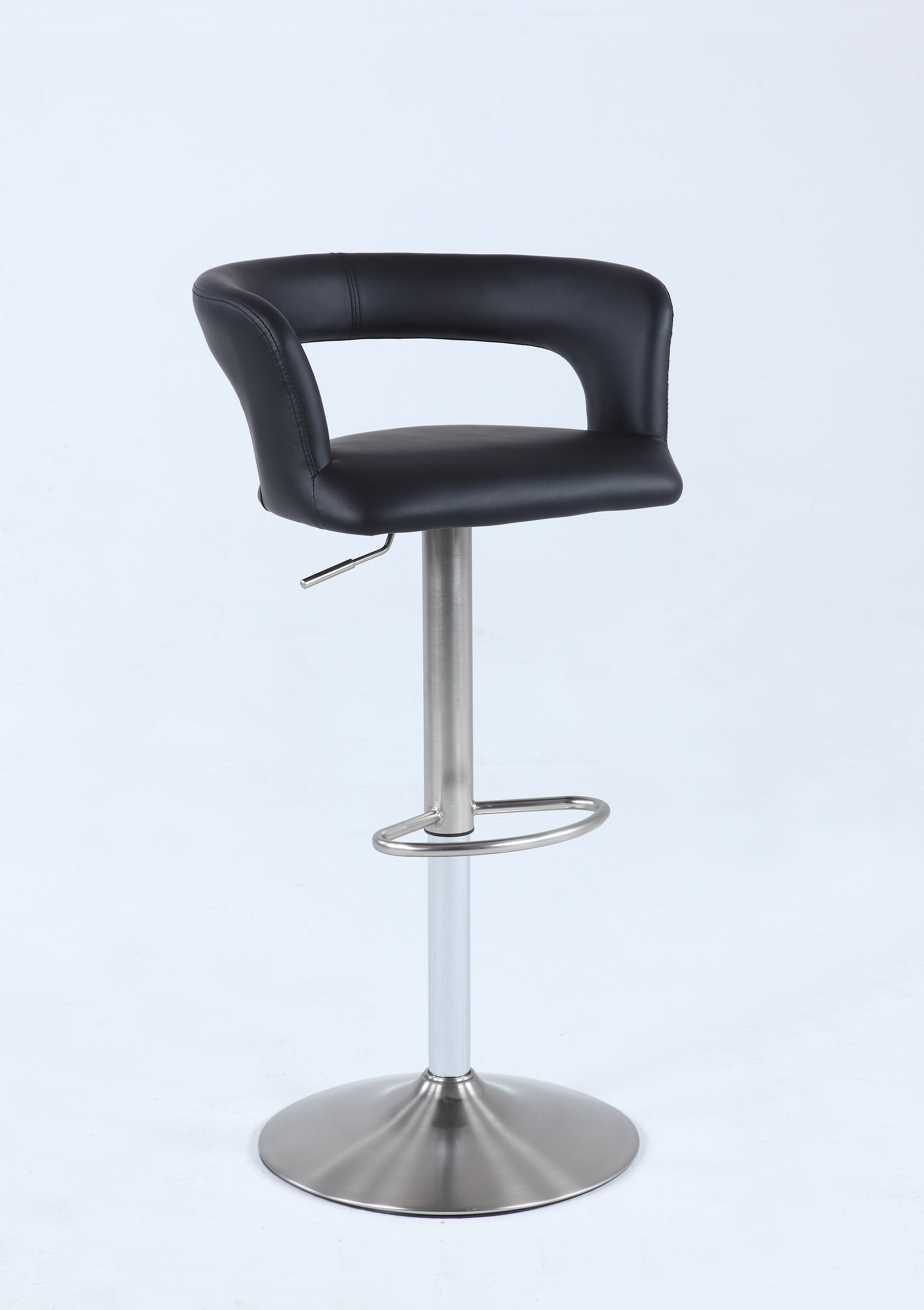 Chintaly 0131-as-blk Pneumatic Low Open Back Swivel Stool