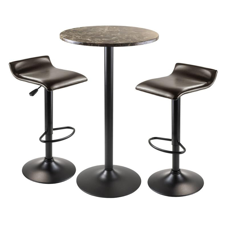 Winsome Wood 76383 Cora 3pc Round Pub Table With 2 Swivel Stools