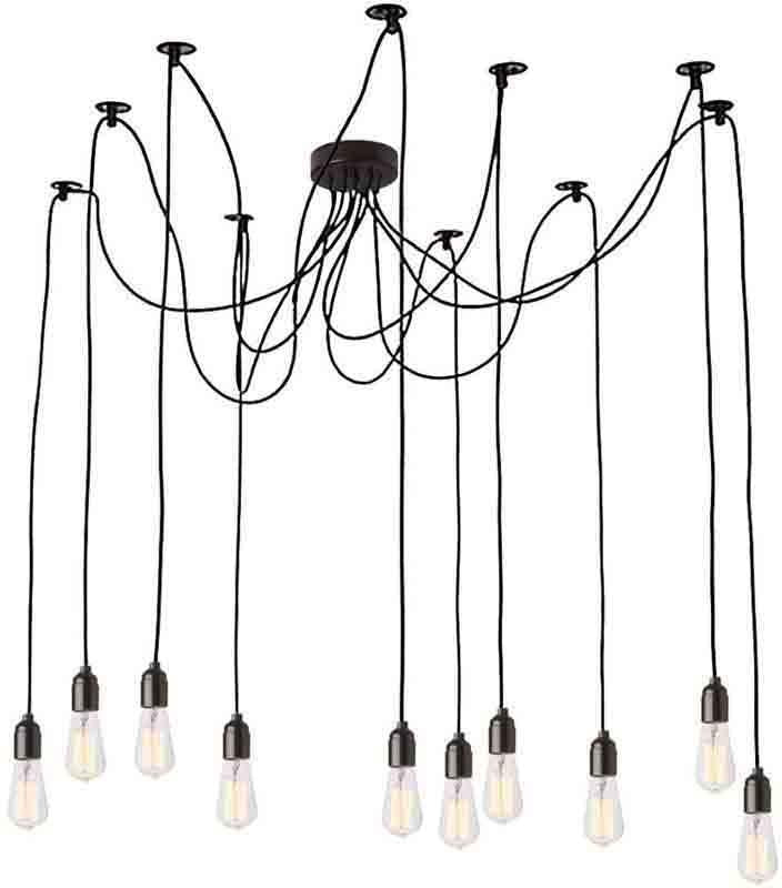 Dainolite IC-3210P-BK 10LT Pendant,Matte Black,Textile Cord at