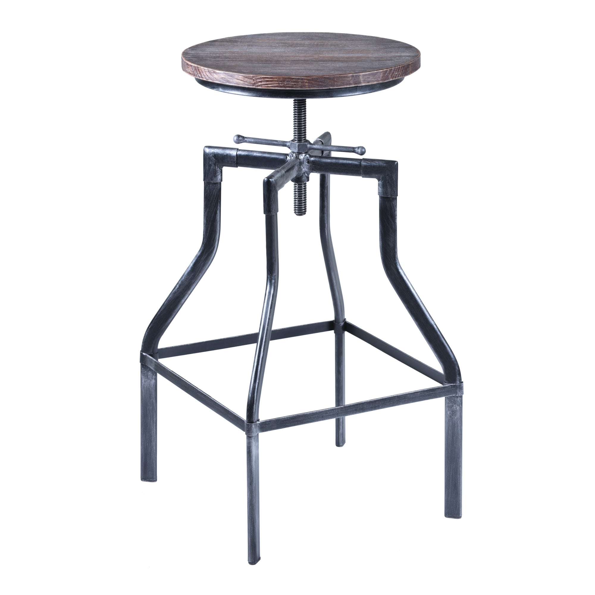 Armen Living Lccostsbpi Concord Adjustable Swivel Barstool In Industrial Grey Finish With Ash Pine Wood Seat