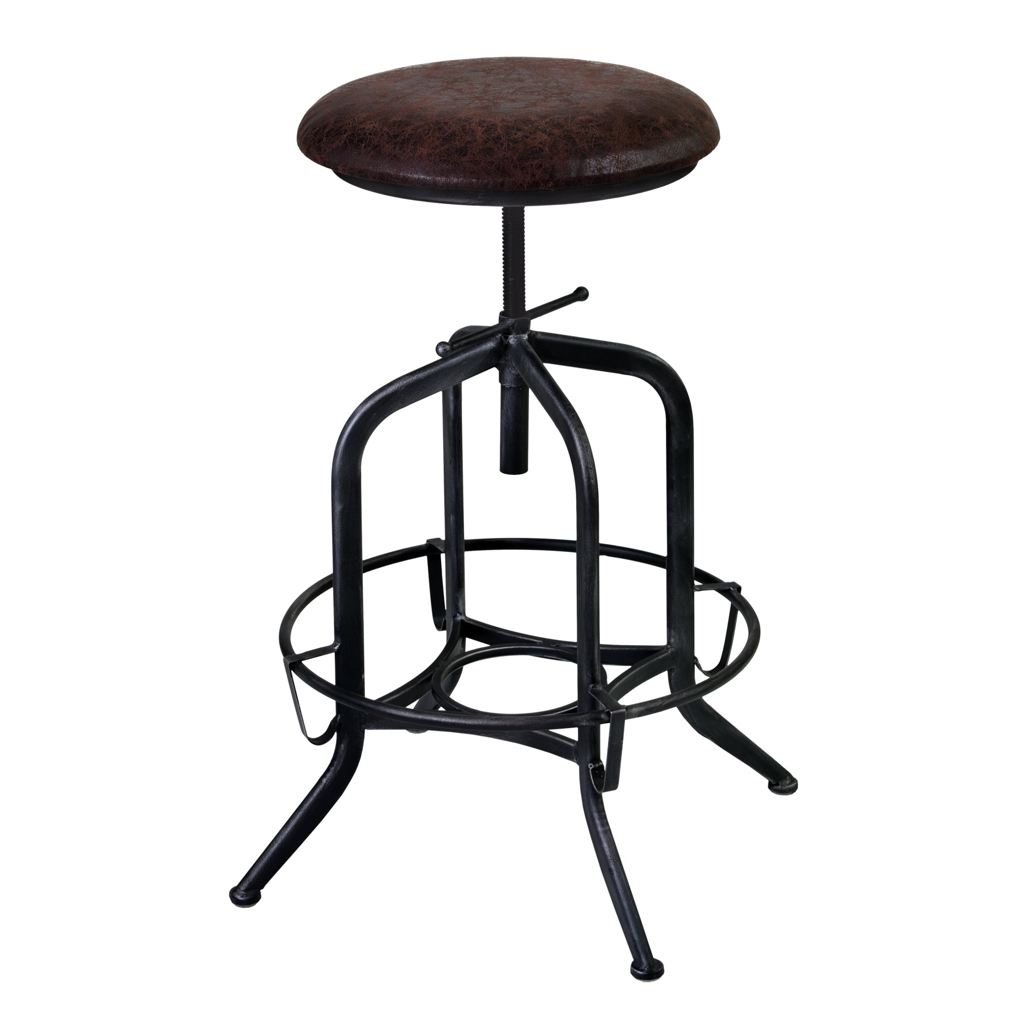 Armen Living Lcelstsbr Elena Adjustable Barstool Metal In Industrial Grey Finish With Brown Fabric Seat