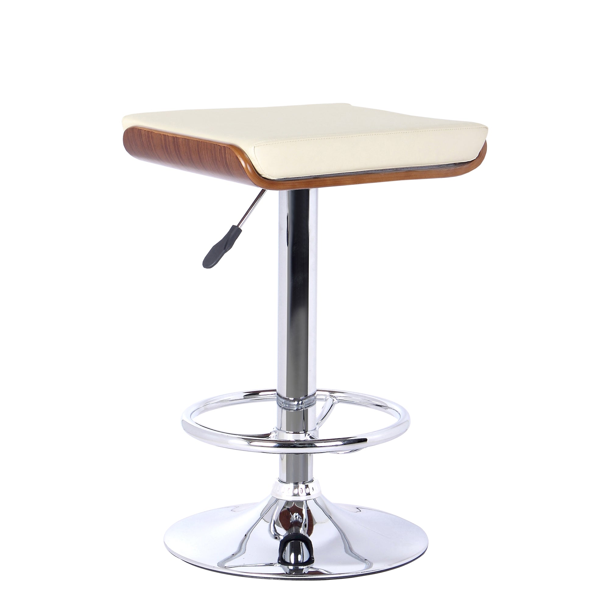 Armen Living Lcjabacrwa Java Barstool In Chrome Finish With Walnut Wood And Cream Faux Leather