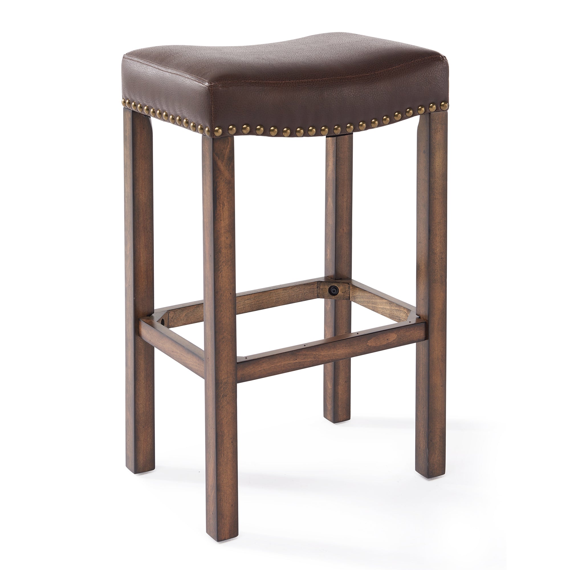 Armen Living Lcmbs013baka26 Tudor 26" Counter Height Wood Backless Barstool In Chestnut Finish And Kahlua Faux Leather