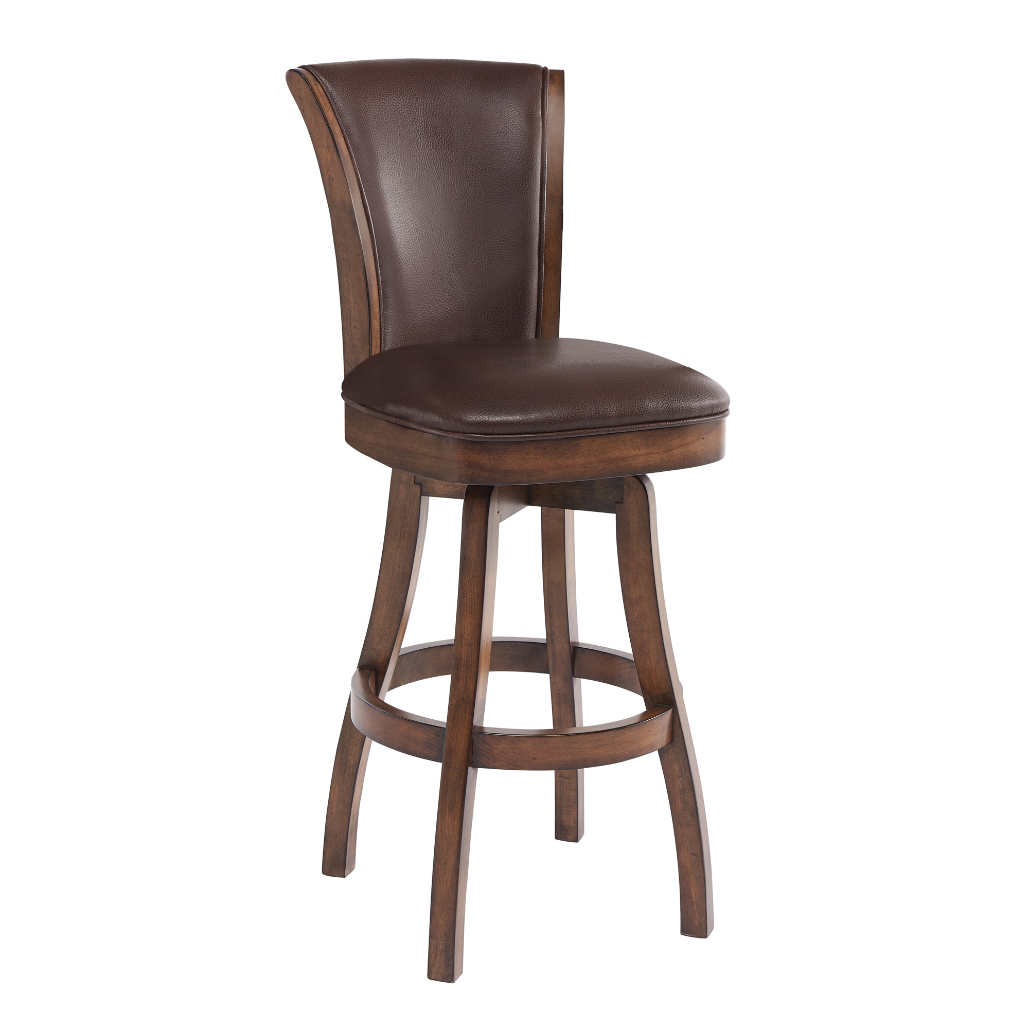 Armen Living Lcrabasikach30 Raleigh 30" Bar Height Swivel Wood Barstool In Chestnut Finish And Kahlua Faux Leather