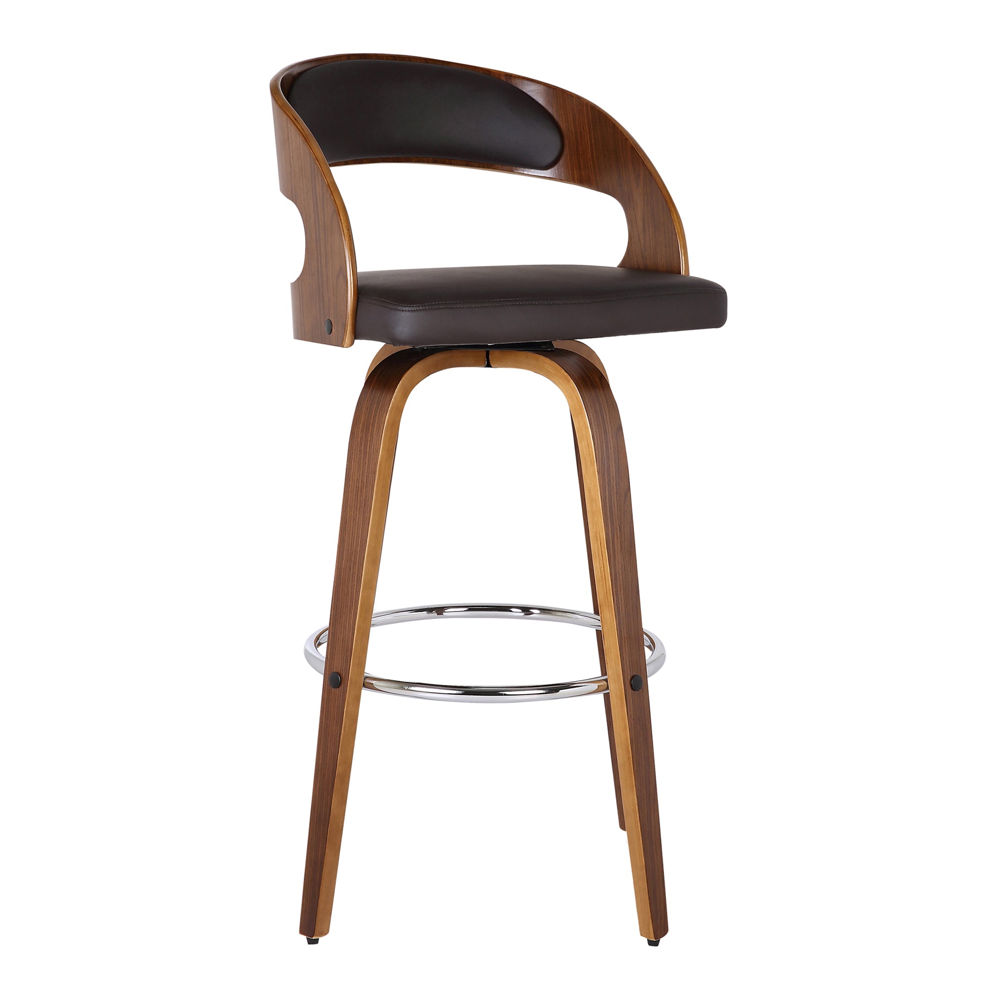 Armen Living Lcshbabrwa30 Shelly 30" Bar Height Barstool In Walnut Wood Finish With Brown Pu