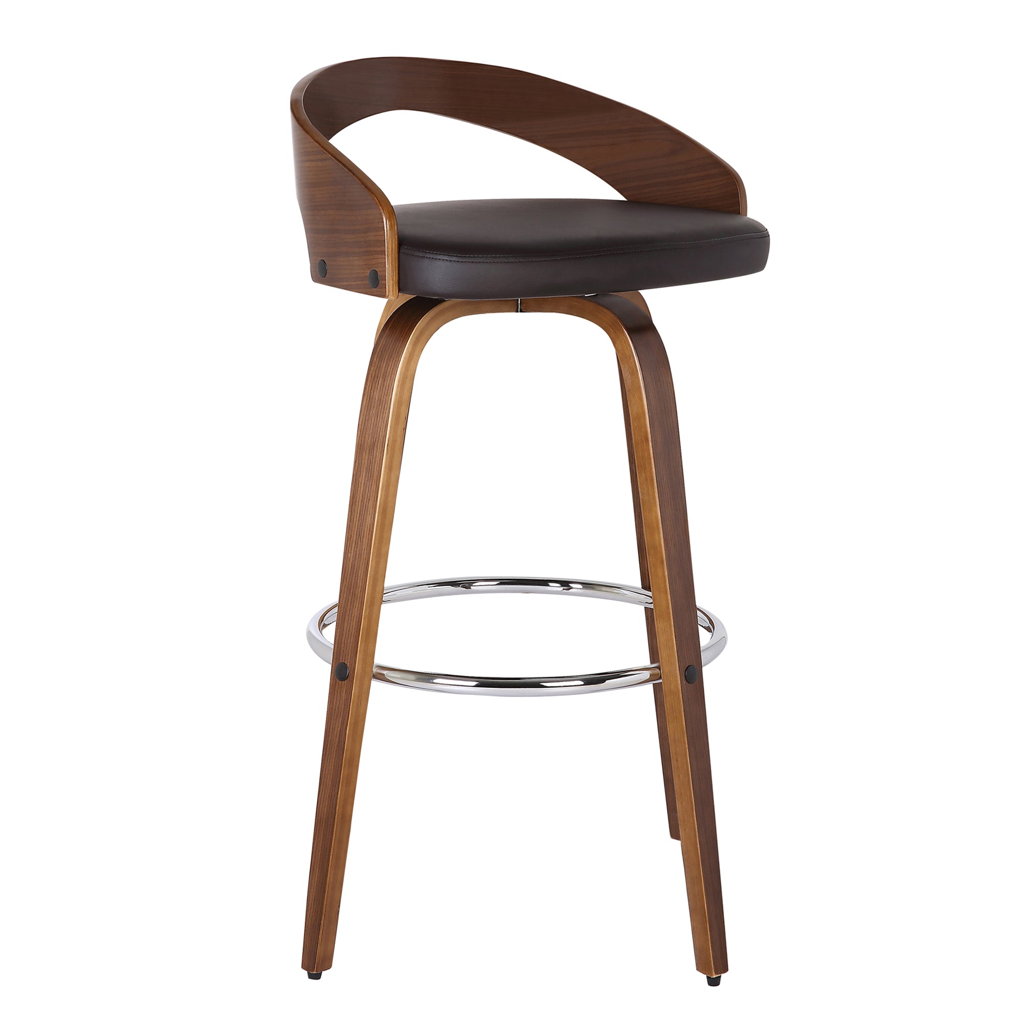 Armen Living Lcsobabrwa26 Sonia 26" Counter Height Barstool In Walnut Wood Finish With Brown Faux Leather