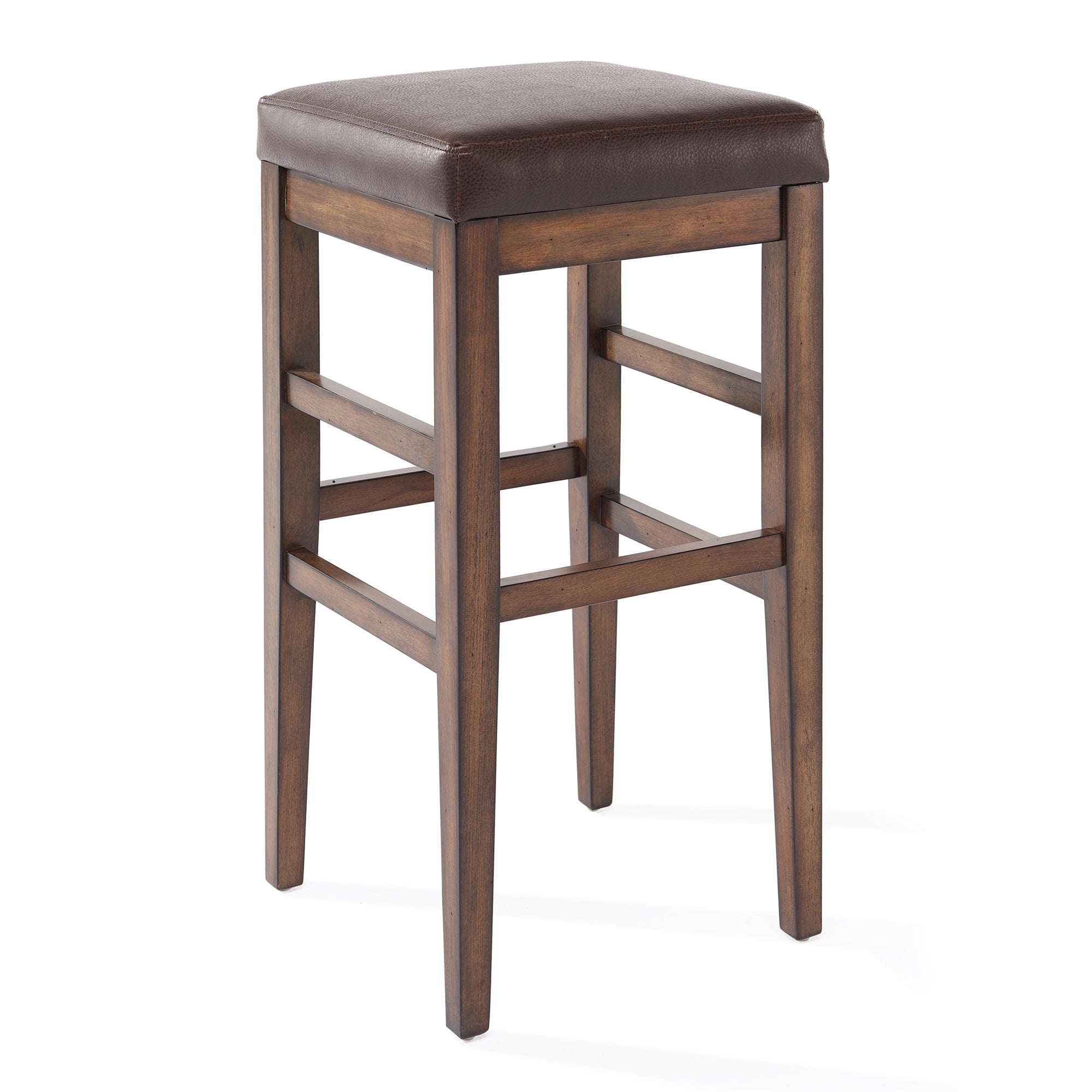 Armen Living Lcstbakach26 Sonata 26" Counter Height Wood Backless Barstool In Chestnut Finish And Kahlua Faux Leather