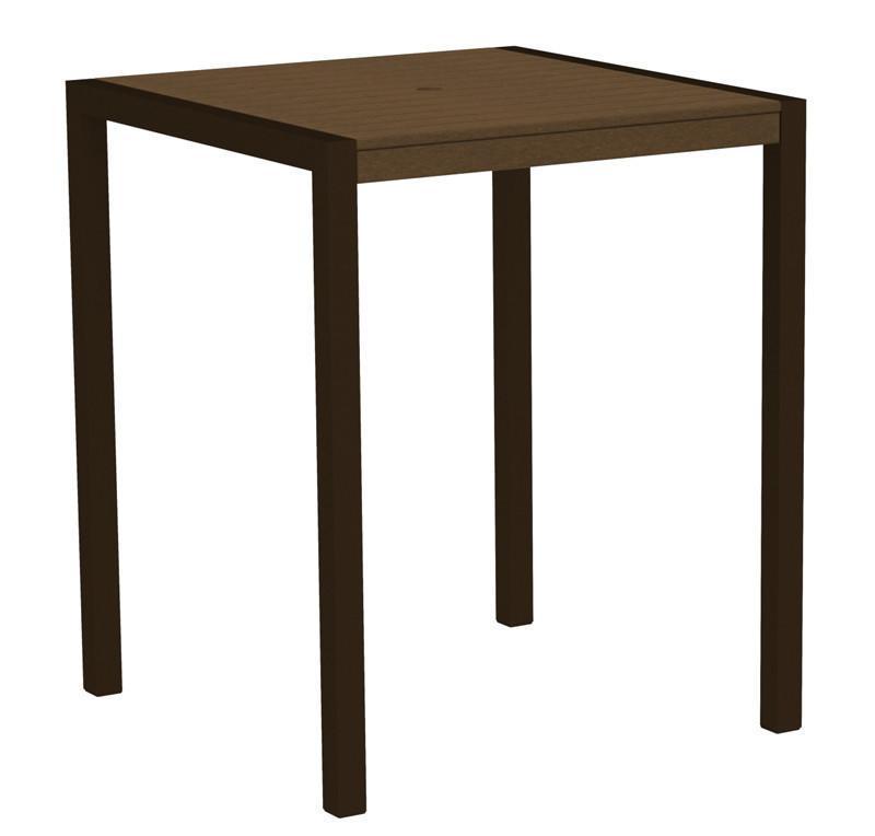 Polywood 8102-16te Mod 36" Bar Table In Textured Bronze Aluminum Frame / Teak