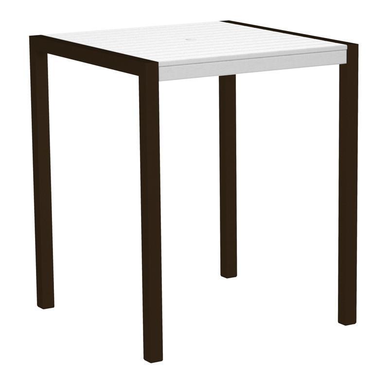 Polywood 8102-16wh Mod 36" Bar Table In Textured Bronze Aluminum Frame / White
