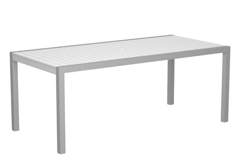 Polywood 8300-11WH MOD 36" x 73" Dining Table in Textured Silver Aluminum Frame / White - PolyFurnitureStore