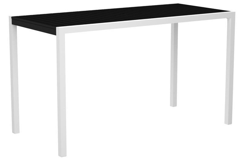 Polywood 8302-10bl Mod 36" X 73" Bar Table In Gloss White Aluminum Frame / Black