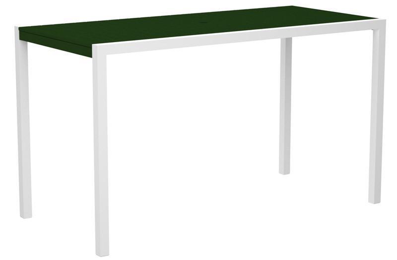 Polywood 8302-10gr Mod 36" X 73" Bar Table In Gloss White Aluminum Frame / Green