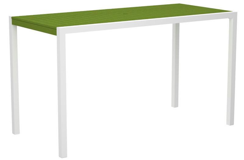 Polywood 8302-10li Mod 36" X 73" Bar Table In Gloss White Aluminum Frame / Lime