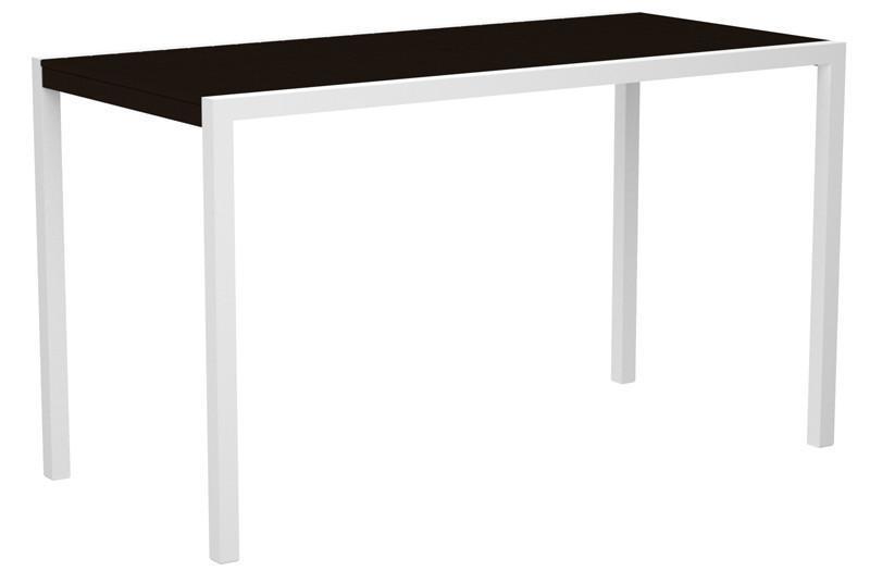 Polywood 8302-10ma Mod 36" X 73" Bar Table In Gloss White Aluminum Frame / Mahogany