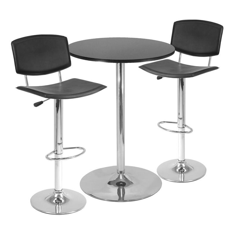 Winsome Wood 93340 Spectrum 3pc Pub Table Set, 28" Round Table With 2 Airlift Stools