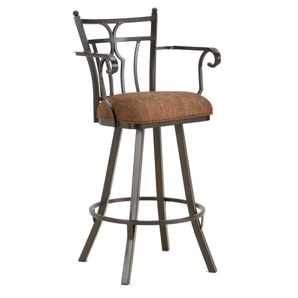 Iron Mountain 3004426 Randle Swivel Counter Stool With Arms 26" Seat Height W/ Ford Brown Fabric - Rust