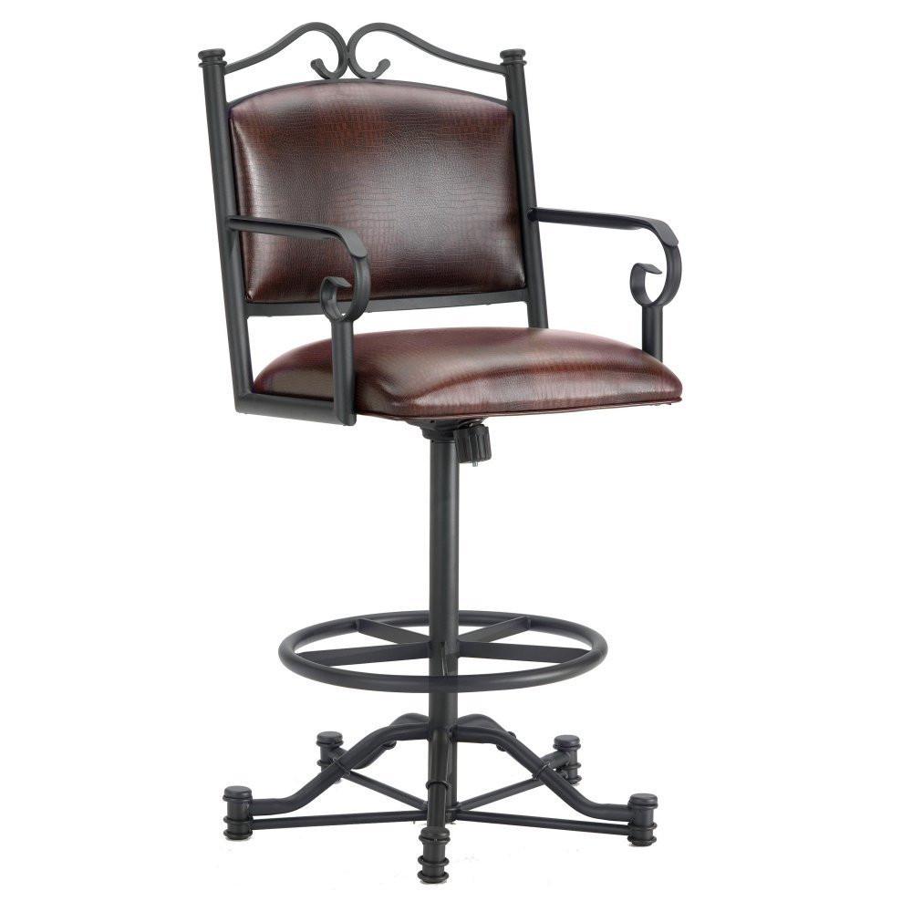 Iron Mountain 3205126 Sherwood Tilt Swivel Counter Stool 26" Seat Height W/ Alligator Brown Seat Fabric - Black Finish