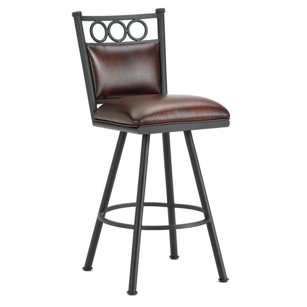 Iron Mountain 3603126 Waterson Swivel Counter Stool 26" Seat Height W/ Alligator Brown Seat Fabric - Black Finish