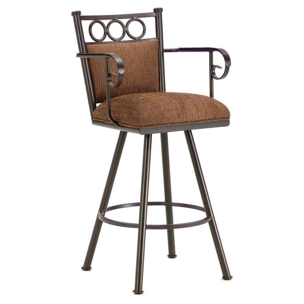 Iron Mountain 3604426 Waterson Counter Stool W/arms 26" Seat Height W/ Ford Brown Fabric - Rust