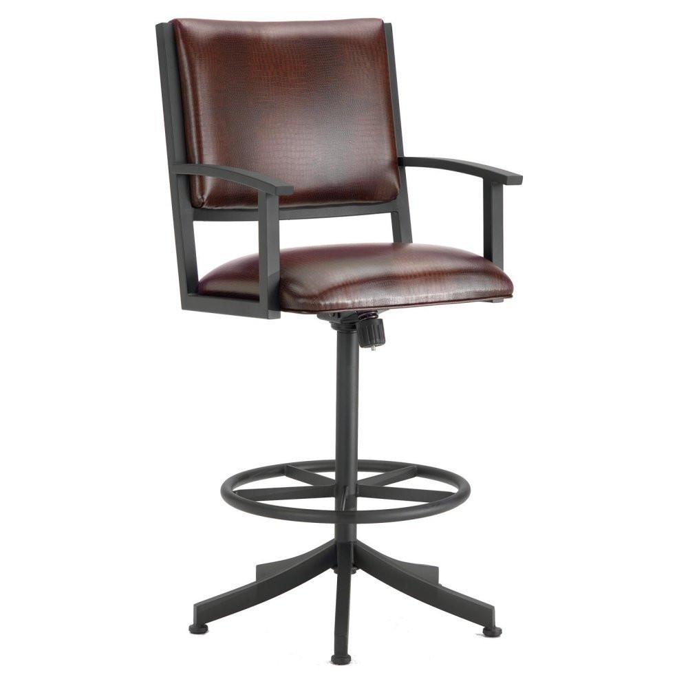 Iron Mountain 4705126 Executive Tilt Swivel Counter Stool 26" Seat Height W/ Alligator Brown Seat Fabric - Black Finish