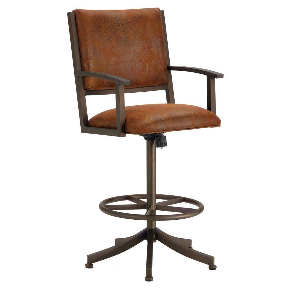 Iron Mountain 4705326 Executive Tilt Swivel Counter Stool 26" Seat Height W/ Mayflower Cocoa Fabric - Inca/bronze