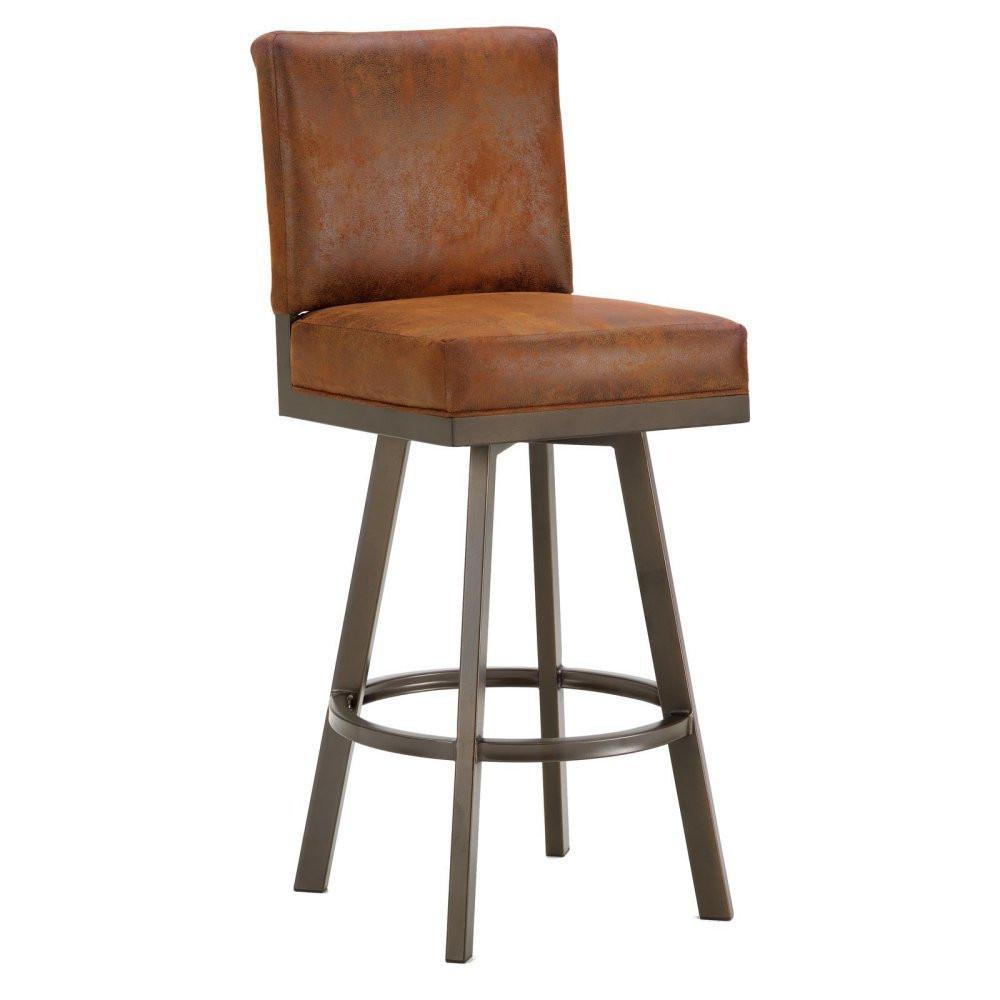 Iron Mountain 4803330 Pasadena Swivel Upholstered Bar Stool 30" Seat Height W/ Mayflower Cocoa Fabric - Inca/bronze