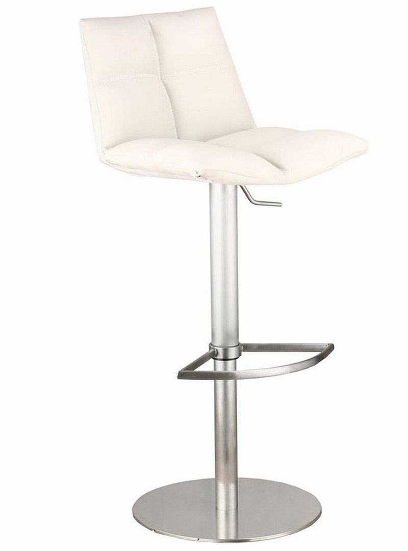 Armen Living Lcroswbawhb201 Roma Adjustable Brushed Stainless Steel Barstool In White Pu