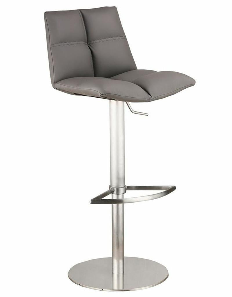 Armen Living Lcroswbagrb201 Roma Adjustable Brushed Stainless Steel Barstool In Gray Pu