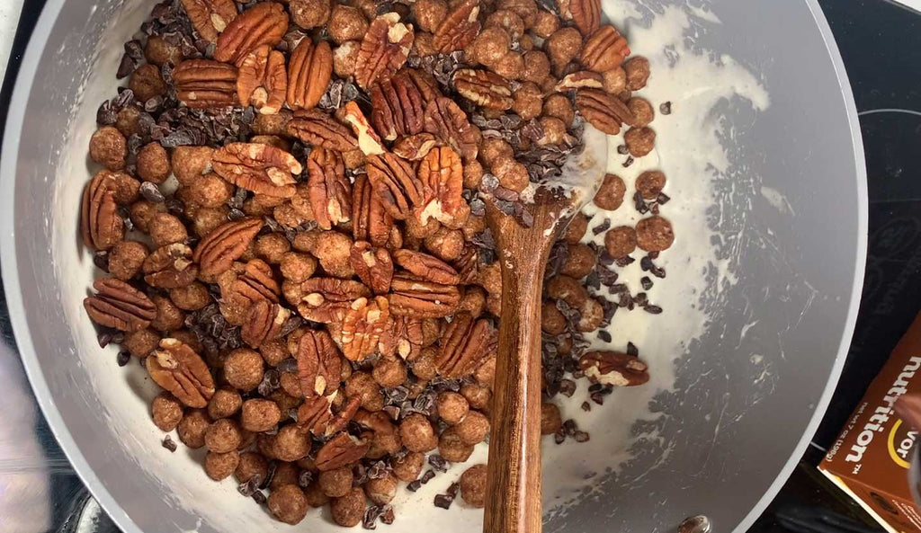 We added Cocoa Nibs and Whole Pecans
