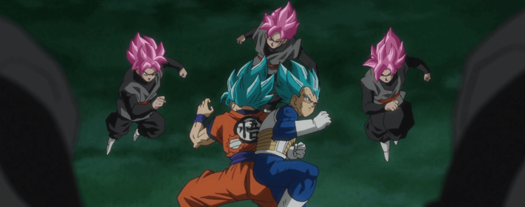 Goku et Vegeta affrontent les clones de Goku Rosé