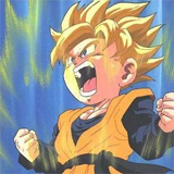 Goten transforms into a Super Saiyan