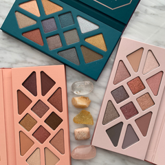 Three Aether Beauty eye shadow palettes from well&belle. Crystal Grid palette, Rose Quartz palette, Summer Solstice palette, from well&belle 