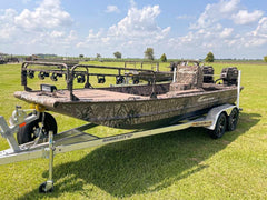 Pro drive mud boat with bowfishing flounder lights