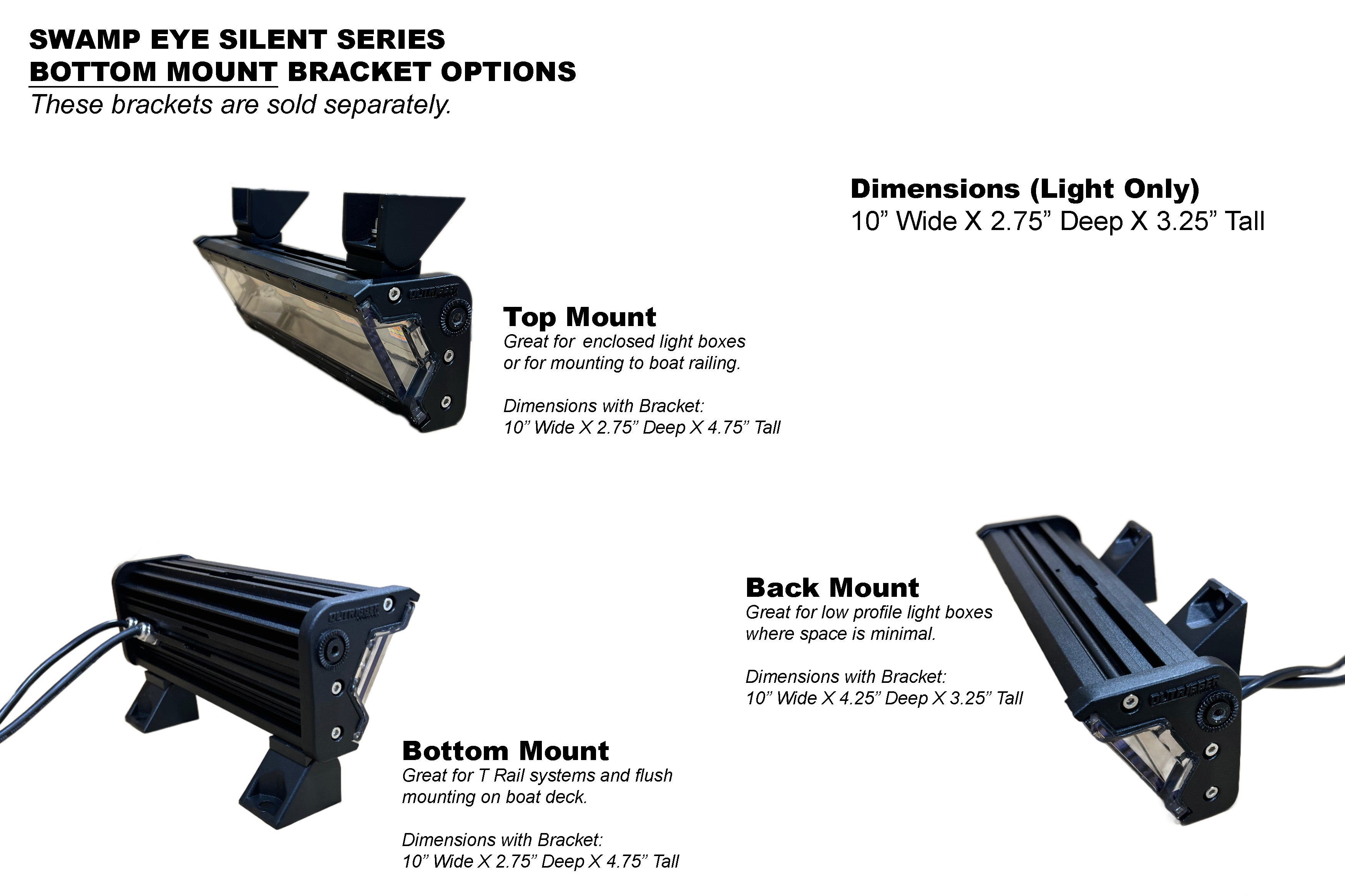 Swamp Eye Silent Series Bottom Mount Bracket Mounting Options