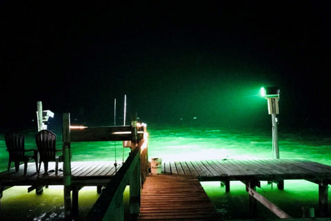 Lake House with Green Fishing Lights