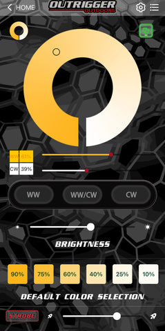 Swamp Eye Light Interface Control Panel for OutriggerGo App