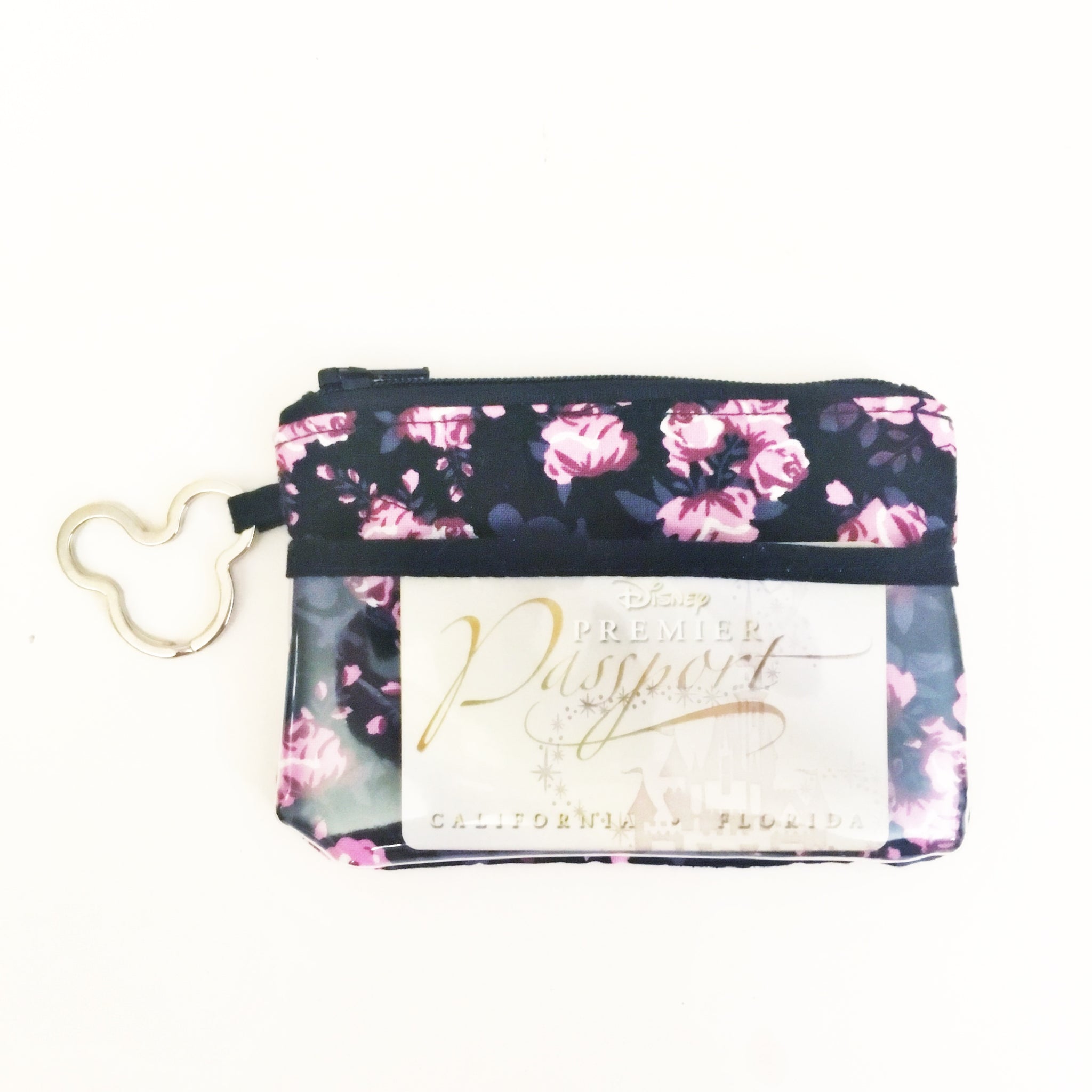 Keychain ID Wallet - floral hidden Mickey – Amy&#39;s Small World
