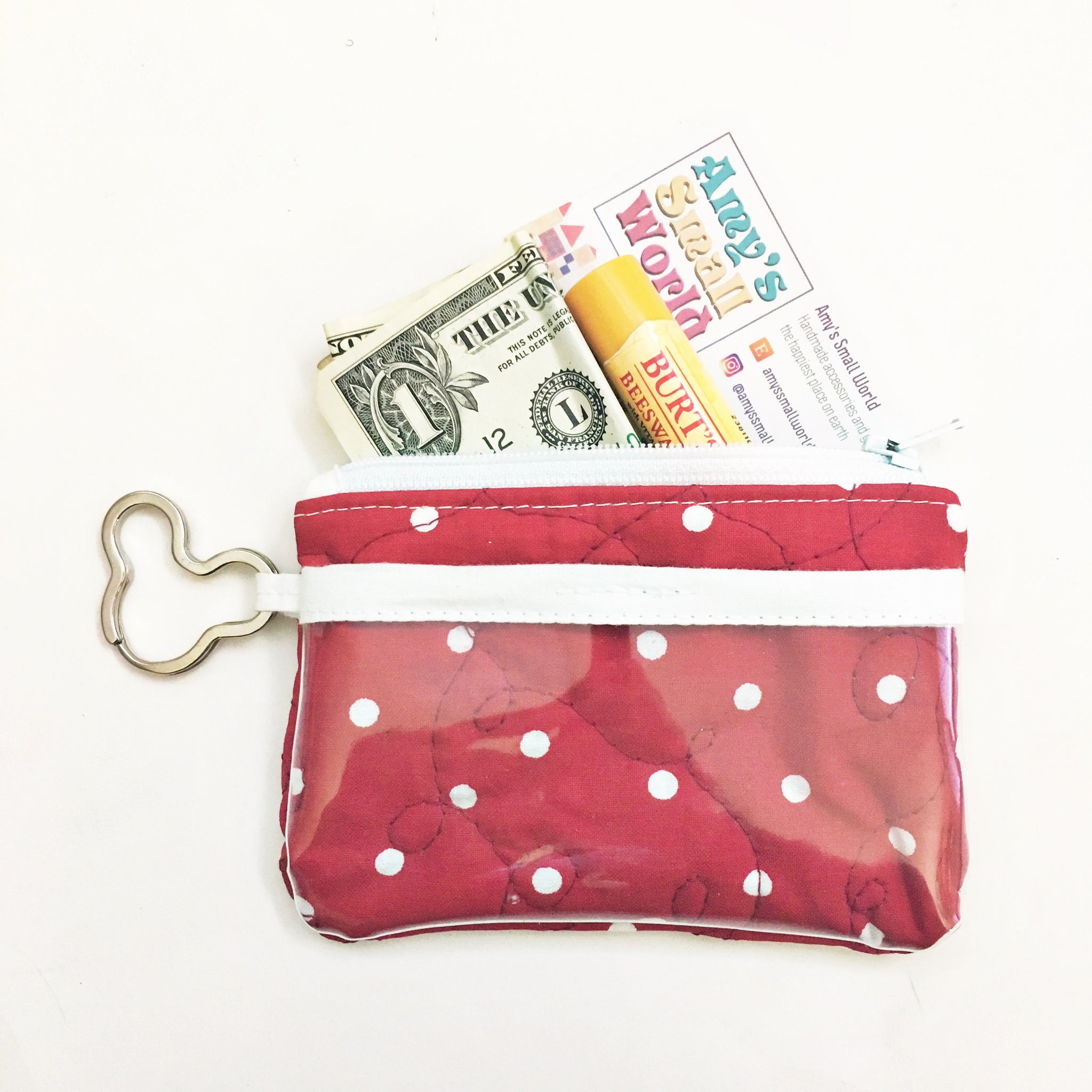 Keychain ID Wallet - Red Polka Dots – Amy&#39;s Small World
