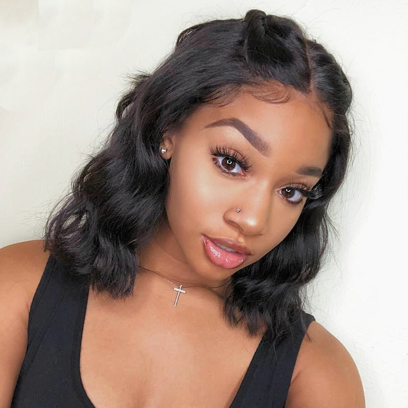 Body Wave Short Lace Front Wigs African American Human Hair Wigs Bob W ...