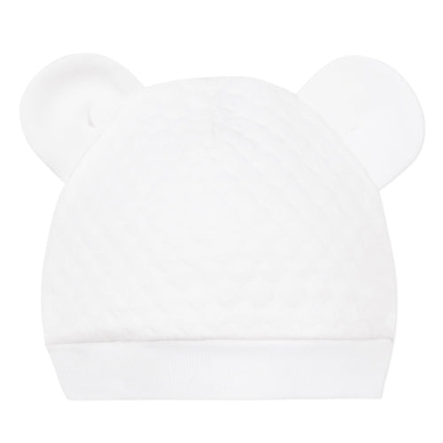 white baby hat with ears